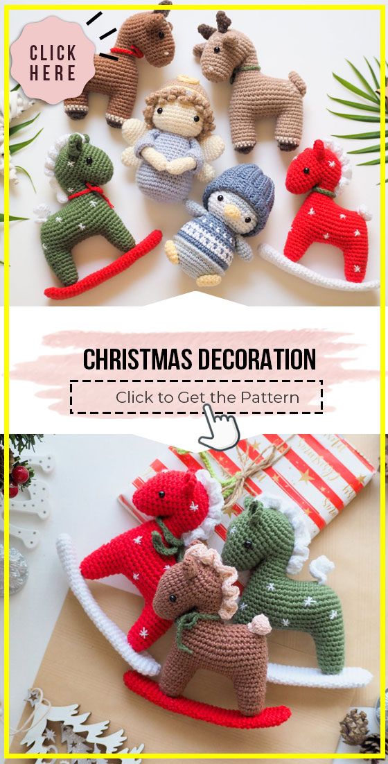 crocheted christmas decorations with text overlay that reads, christmas decoration click to get the pattern