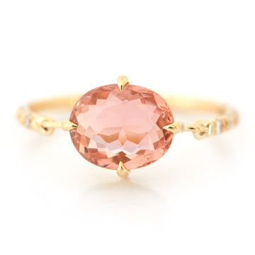 Pink Tourmaline Rings With Gemstone Accents, Fine Jewelry Pink Topaz Ring With Gemstone Accents, Pink Morganite Ring With Gemstone Accents, Pink Topaz Ring With Gemstone Accents, Elegant Pink Topaz Ring In 14k Gold, Pink Sapphire Ring With Gemstone Accents, Circle Diamond Ring, Circle Diamond Rings, Pink Gem