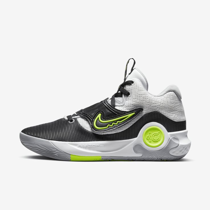 With its lightweight upper and plush support system, the KD Trey 5 X can help you float like KD, waiting for the perfect moment to drive to the hoop. A secure midfoot strap is suited for scoring binges and defensive stands, so that you can lock in and keep winning. Kd Trey 5, Kd Shoes, Nike Kd, Tenis Nike, Black And White Shoes, X Man, Support System, Grey Shoes, Nike Store