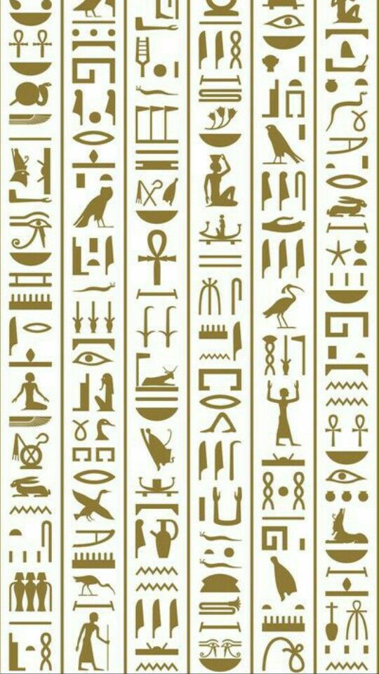 an egyptian hieroglyic pattern with symbols and other things on it's side