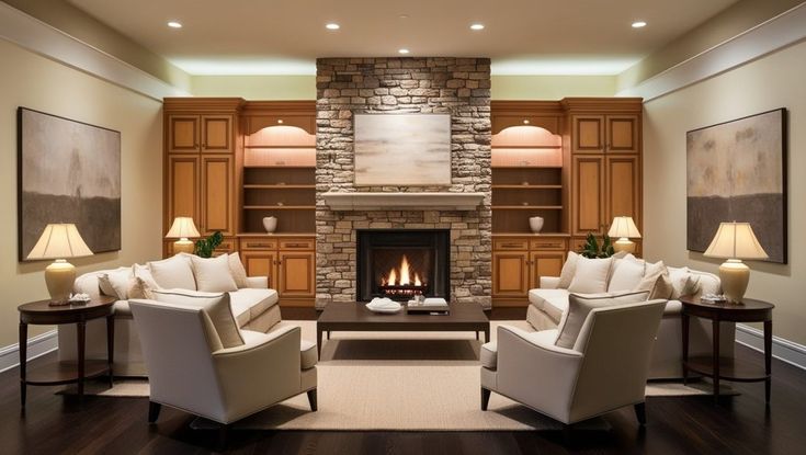 Smart Built-In Ideas for Small Living Rooms with a Fireplace — Michael Helwig Interiors Awkward Fireplace, Ideas For Small Living Rooms, Narrow Bookshelf, Dark Trim, Floating Mantel, Fireplace Built Ins, Vertical Storage, Space Saving Solutions, Small Room