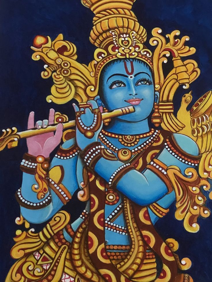 a painting of a hindu god playing the flute