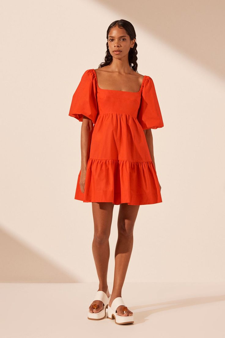 Amada Square Neck Tiered Mini Dress | Hibiscus | Dresses | Shona Joy – Shona Joy International Square Neck Short Dress, Vacation Hair, Spring Paris, Square Neck Mini Dress, Vacation Hairstyles, Tiered Mini Dress, Diy Clothes Design, Shona Joy, Square Neck Dress