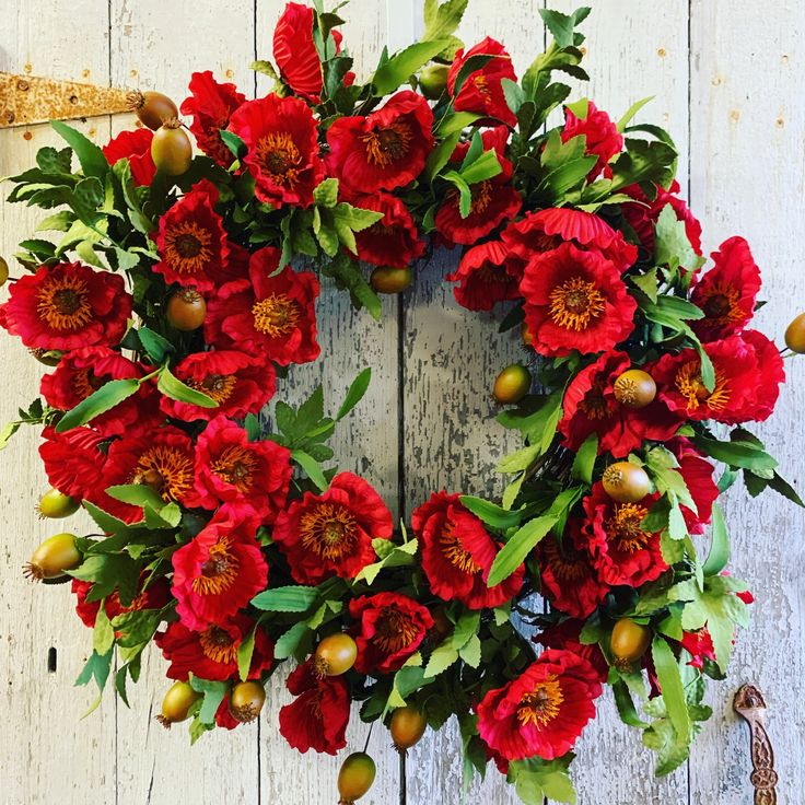 Red Poppy Wreath, Front Door Wreaths for Spring - TwoInspireYou Poppy Wreath, Memorial Day Wreaths, Front Door Wreaths, Red Wreath, The Sacrifice, Tulip Wreath, Peonies Wreath, Easter Bunny Wreath, Wreath Hanger