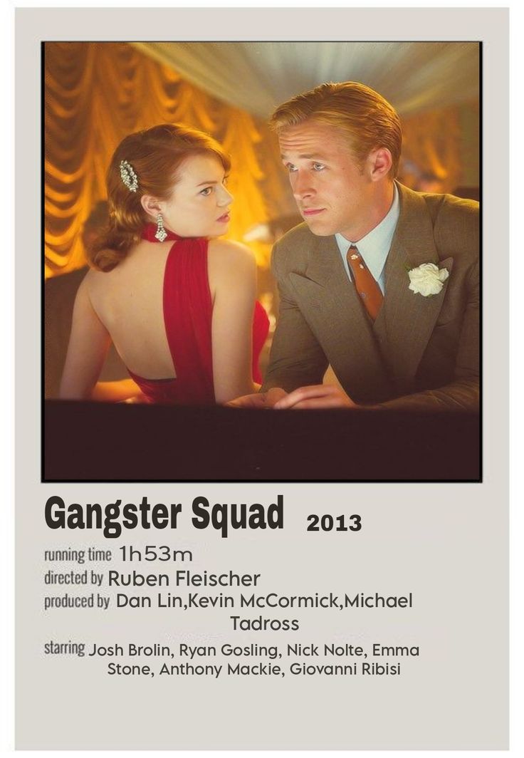 the poster for gangster squad 2013 shows two people in formal attire, one looking at another