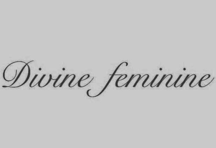 the word divine feminine written in black ink on a gray background with an image of a woman