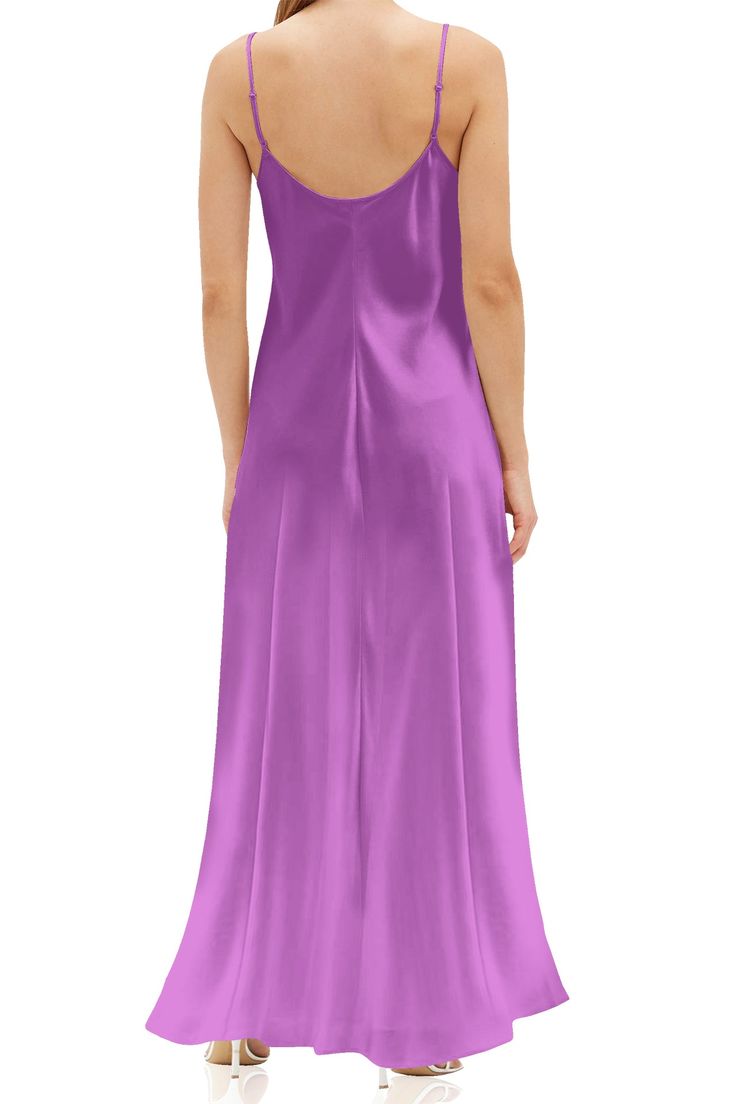 Step into a world of mystical allure with our camisole maxi dress – a captivating fusion of style and symbolism with purple slip dress, purple cami dress, long purple slip dress, at Kyle X Shahida. Details: Viscose Silk Blend Strappy Long Dress Sleeveless Slip Dress Backless Camisole Dress Solid Dahlia Color Dry Clean Imported Gentle Hand Wash Only Elegant Maxi Dress For Night, Purple Spaghetti Strap Midi Dress, Silk Summer Nightgown, Elegant Lavender Maxi Dress, Purple Silk Bias Cut Dress, Purple Midi Slip Dress For Summer, Purple Midi Length Slip Dress For Summer, Satin Maxi Dress For Night, Elegant Sleep Maxi Dress