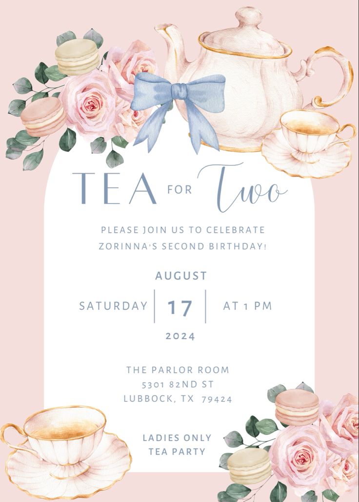 a tea party with pink roses and teapots