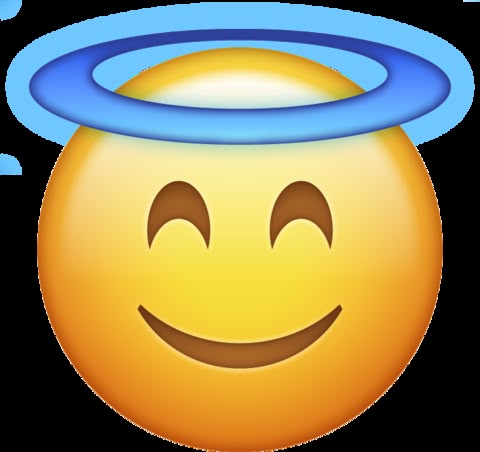 an emoticive smiley face with a halo around it's head