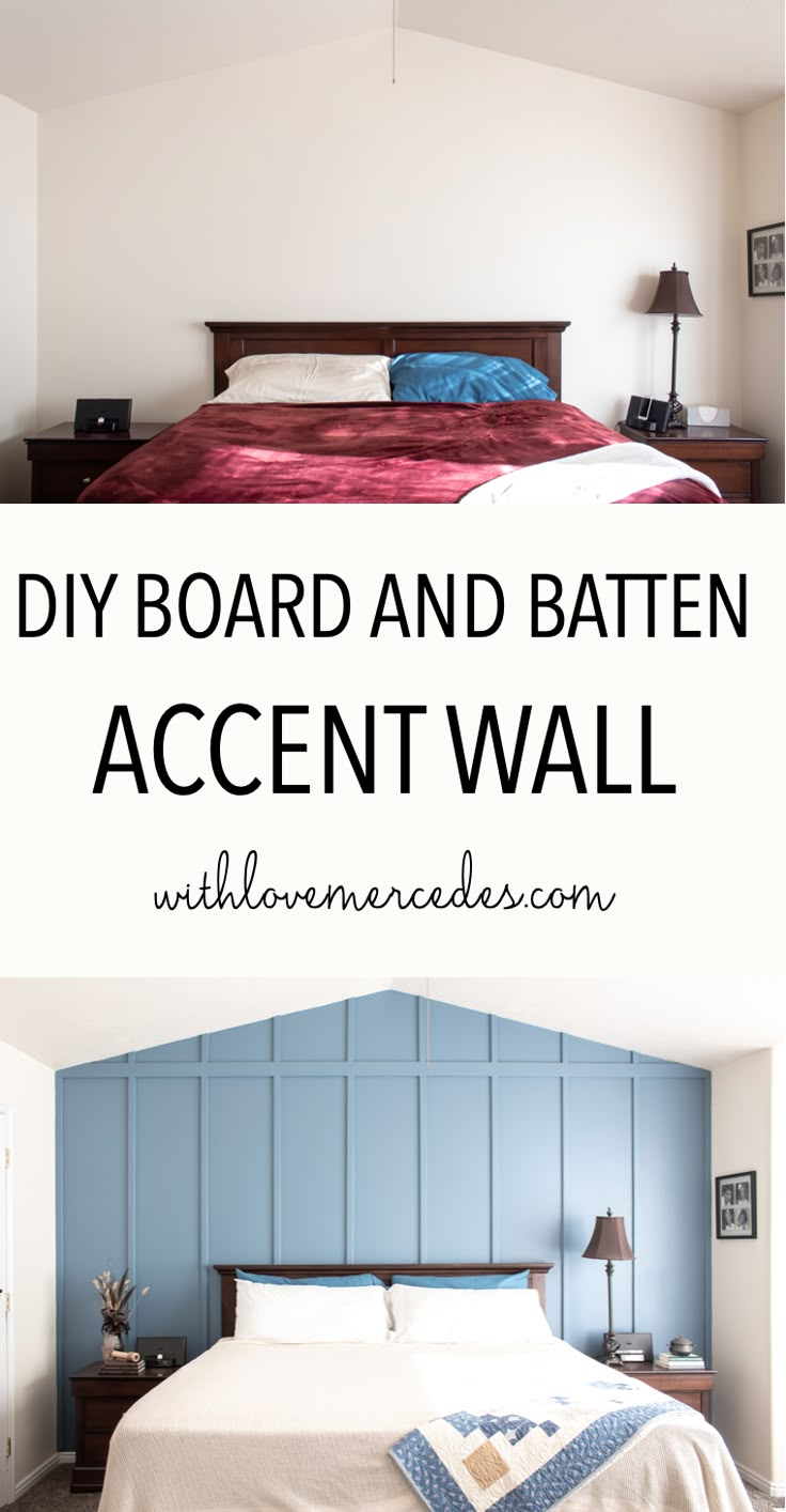 the diy board and batten accent wall is an easy way to decorate your bedroom