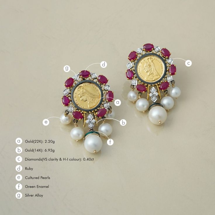 Our design ideology aims to celebrate Indian craft with a layer of sophistication and minimalism. And the Mehr earrings intend to carry that soul! Beautifully handcrafted in gold with a gold coin encased in the centre, embellished with rubies and diamonds, these earrings can be everything—a mini heirloom, your go-to piece of jewelry to pair with Indian attire, or a quirky element to add to that monochrome silk outfit. Gold Coin Earrings, Gold Coin Jewelry, Chinese Button, Rubies And Diamonds, Festive Outfits, Indian Crafts, Silk Outfit, Coin Earrings, Ruby Earrings