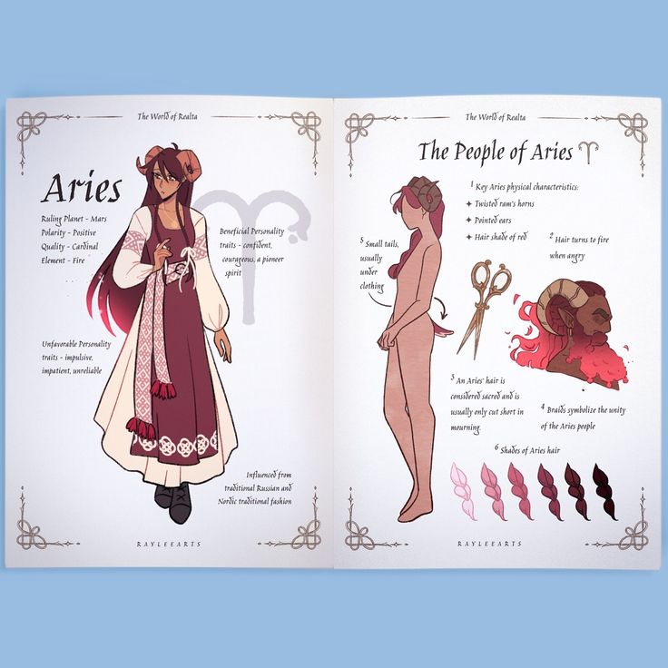 an open book with pictures of women in different outfits and hair colors, including the words aris