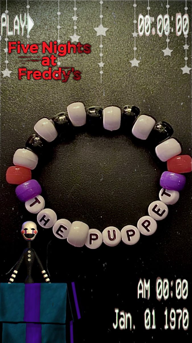 a bracelet that says five nights at friday's and is decorated with candy beads