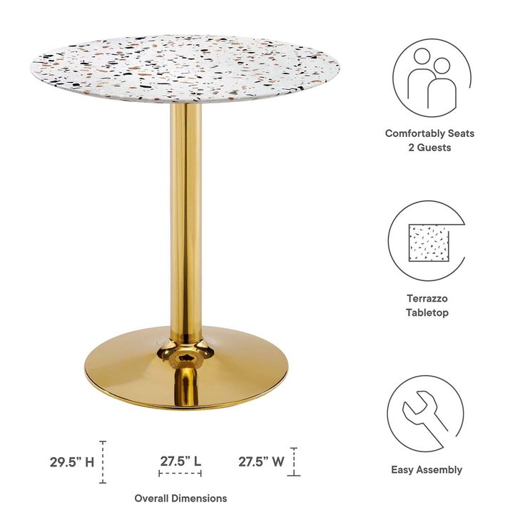 an image of a table that is gold and has white speckles on it