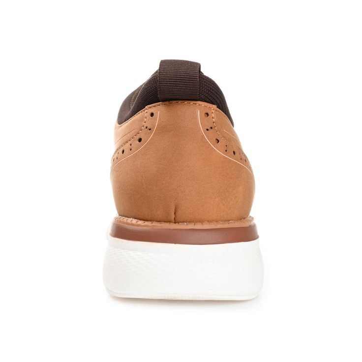 The Reynolds is the practical yet dapper cap-toe derby every man needs. Made-to-last vegan leather and a cushioned collar top this classic lace-up design. A 6 mm Tru Comfort Foam footbed set on a flexible phylon outsole finish this must-have Vance Co. design. At Vance Co. our goal is to bring you shoes that will add texture and style to any outfit and give you that added confidence with every step you take. Casual Cap Toe Oxfords With Brogue Detailing, Casual Cap Toe Lace-up Shoes For Work, Casual Lace-up Cap Toe Shoes For Work, Casual Workwear Cap Toe Lace-up Shoes, Casual Brown Cap Toe Lace-up Shoes, Casual Brown Oxfords For Derby, Casual Brown Oxfords With Perforated Toe Box, Casual Oxfords With Rubber Heel Cap For Workwear, Casual Dress Shoe