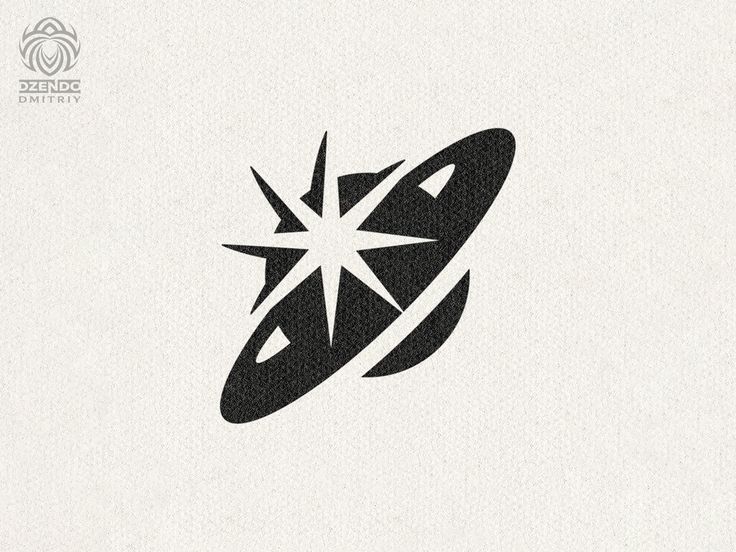 a black and white logo with a star in the center, on top of a piece of paper