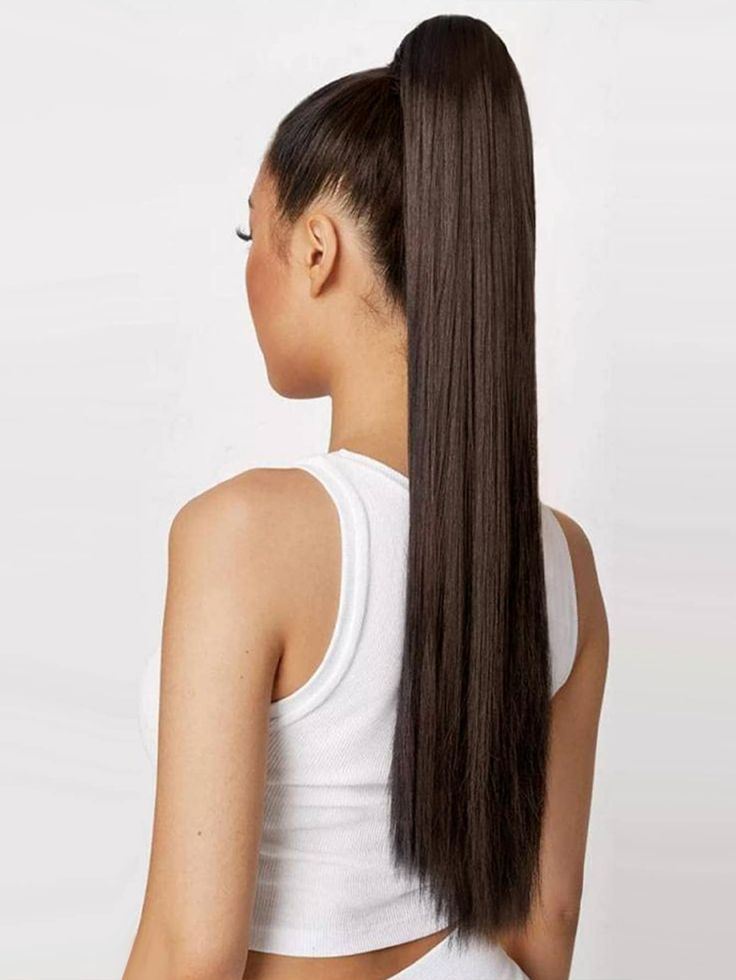 Brown  Collar  Synthetic Fiber  Ponytail Embellished   Wigs & Accs Straight Ponytail Hairstyles, Ponytail Hairstyle Ideas, Prom Ponytail Hairstyles, Long Straight Ponytail, Slick Ponytail, Slicked Back Ponytail, Perfect Ponytail, Ponytail Hair Piece, High Ponytail Hairstyles