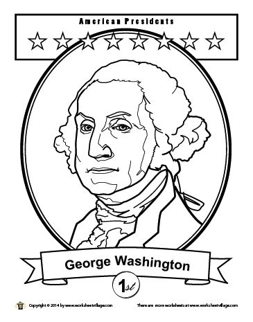 george washington coloring page with the name and image in black and white, as well as stars