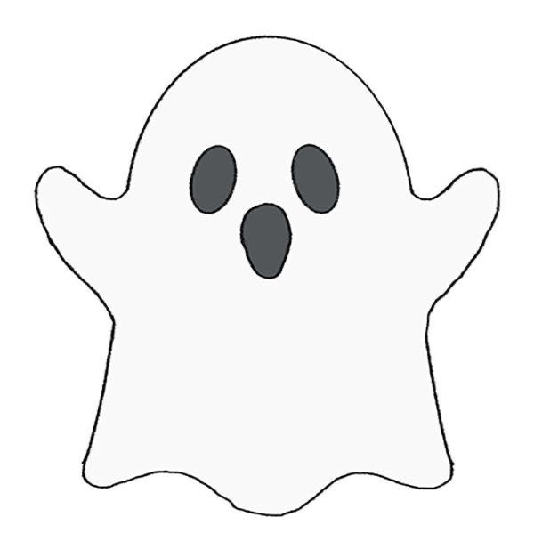 a ghost face with two black eyes and one white nose, on a white background