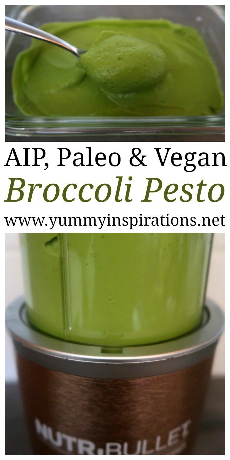 an image of a green smoothie in a blender with the words, ap paleo & vegan broccoli pesto