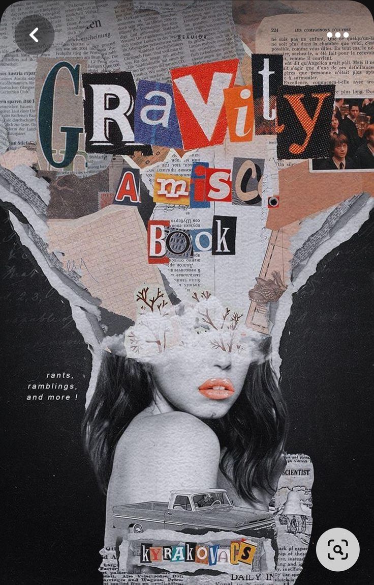 an altered photograph of a woman's head with the words gravity above it