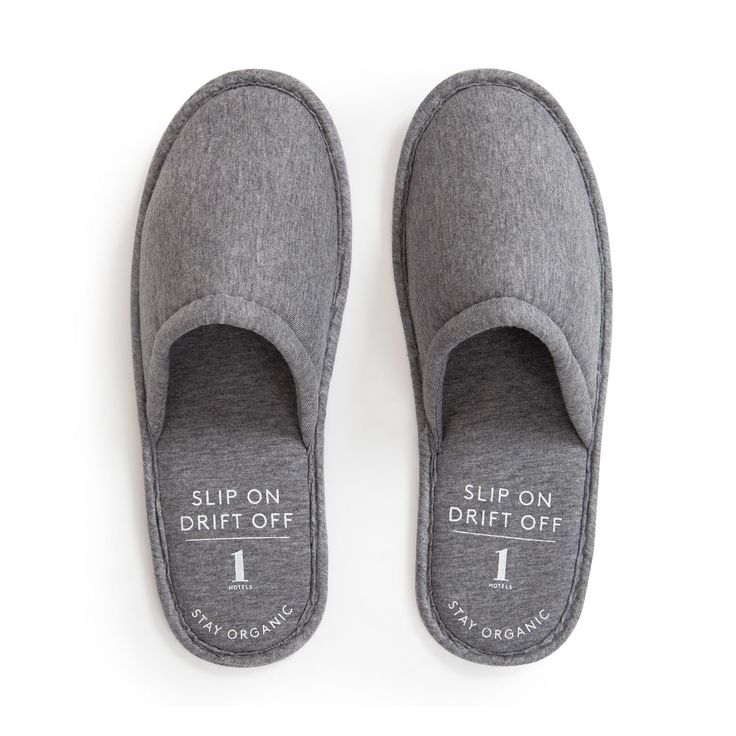 Not eligible for discounts or promo codes Bring the comfort of hotel luxury into your home with the 1 Hotels Organic Slippers. Exceptionally soft, these slippers are perfect for lounging around the house. Comfortable Soft Indoor Slippers, Comfy Gray Slippers For Indoor Use, Comfy Gray Indoor Slippers, Soft Slip-on Slippers For Relaxation, Slip-on Soft Slippers For Relaxation, Comfortable Soft Slippers For Home, Classic Indoor Slippers With Cushioned Footbed, Gray Textured Indoor Slippers, Comfortable Soft Touch Slippers For Indoor Use