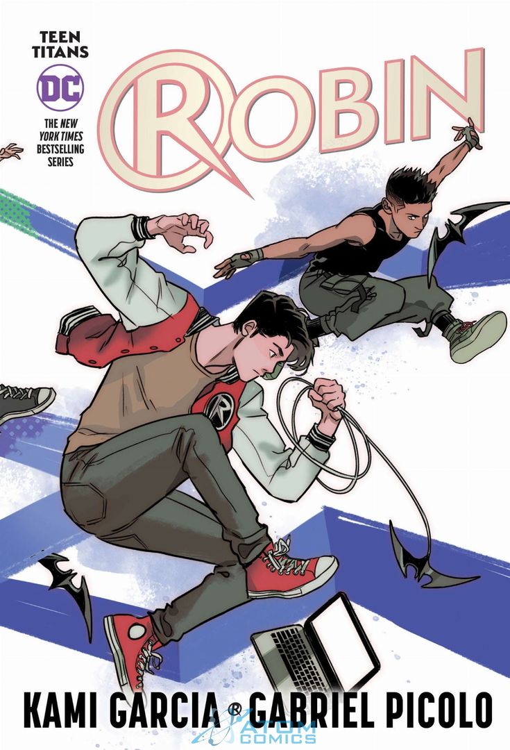 the cover to robin by karmi garcia and gabriel picolo, featuring two young men jumping