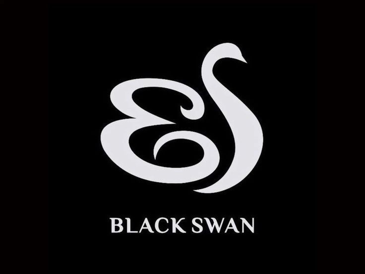 the black swan logo on a black background