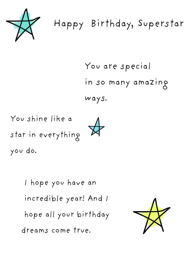 a birthday card with stars and the words happy birthday superstar you are special in so many amazing ways