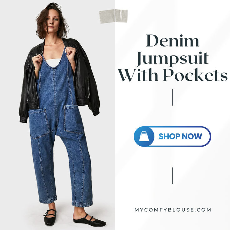 Elevate your style with our Denim Jumpsuit with Pockets from My Comfy Blouse! 👖✨ Step into fashion and comfort with this versatile jumpsuit, perfect for a chic and laid-back look. The added pockets bring both style and functionality to this wardrobe essential. #MyComfyBlouse #DenimJumpsuit #ShopNow #EverydayElegance #ElevateYourStyle #ChicAndComfortable #JumpsuitFashion #DenimLove #VersatileWardrobe #FashionEssentials #PocketsForStyle #CasualChic Relaxed Fit Overalls With Pockets For Loungewear, Relaxed Fit Denim Jumpsuit With Patch Pockets, Relaxed Fit Dark Wash Denim Jumpsuit With Side Pockets, Relaxed Fit Denim Jumpsuit With Pockets For Loungewear, Casual Denim Overalls Jumpsuit With Patch Pockets, Casual Relaxed Fit Denim Jumpsuit With Patch Pockets, Casual Denim Jumpsuit With Patch Pockets And Relaxed Fit, Loungewear Denim Jumpsuit With Pockets, Casual Denim Jumpsuit With Patch Pockets