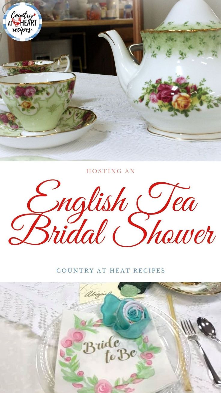 an english tea bridal shower is displayed on a table