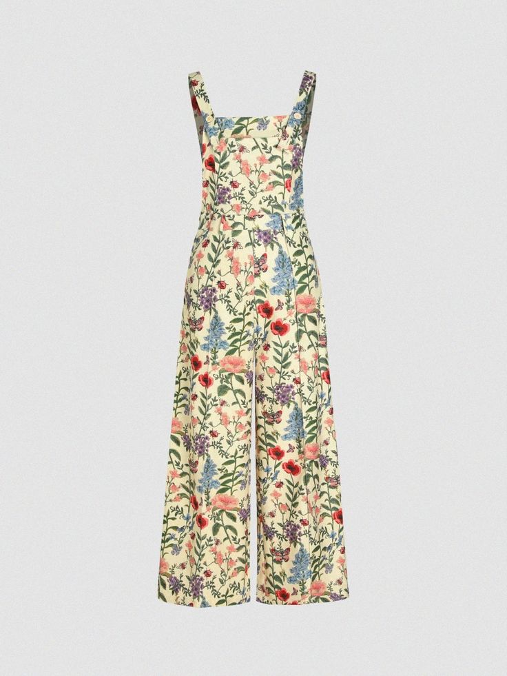 Olivia Mark - Elegant Bloom Leggings Designer Overalls, Style Wide Leg Trousers, Wide Leg Overalls, Designer Jumpsuits, Floral Print Design, Floral Fit, Clothing Details, Printed Jumpsuit, Wide Leg Jumpsuit