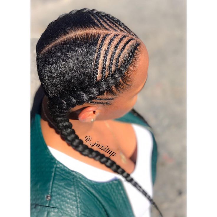 2 Feed In Braids, Goddess Braid Styles, Weave Ponytail Hairstyles, Side Braid Hairstyles, Black Ponytail Hairstyles, Feed In Braid, Hair Ponytail Styles, Penteado Cabelo Curto, Cornrow Hairstyles