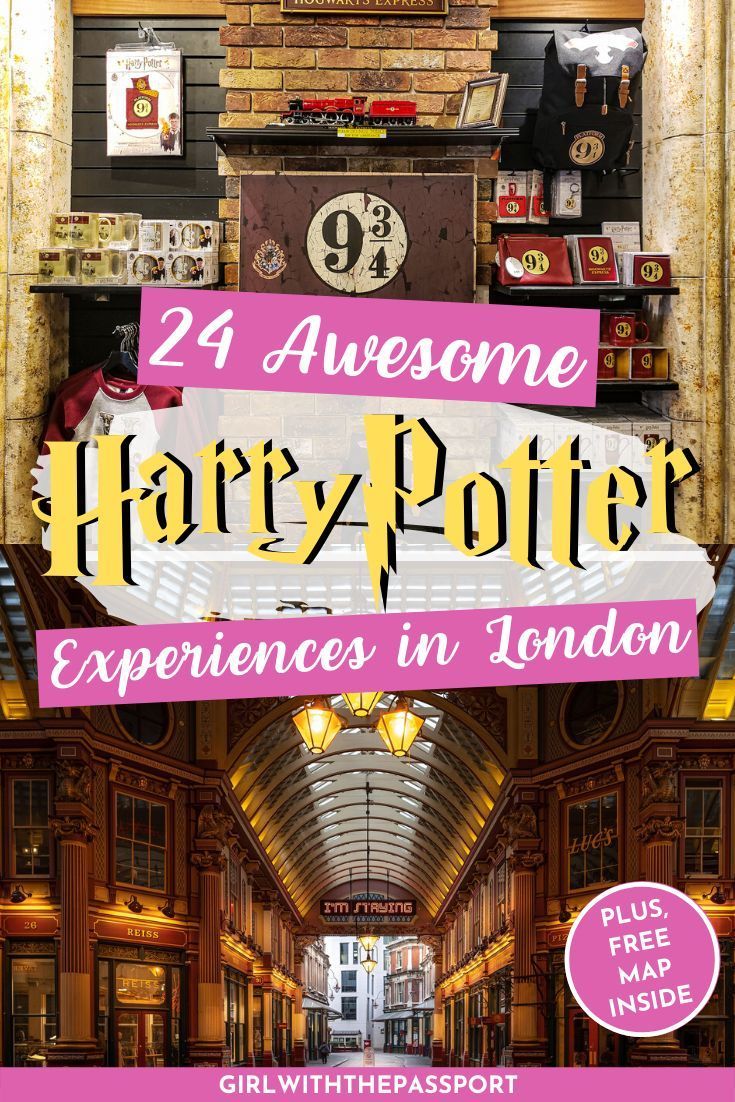 the entrance to harry potter experience in london with text overlay that reads, 24 awesome harry potter experiences in london