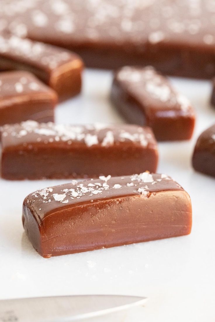 pieces of chocolate with sea salt on top