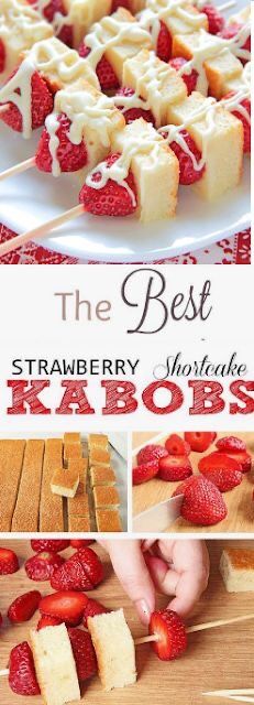 the best strawberry shortcake kabobs are made with fresh strawberries and served on skewers