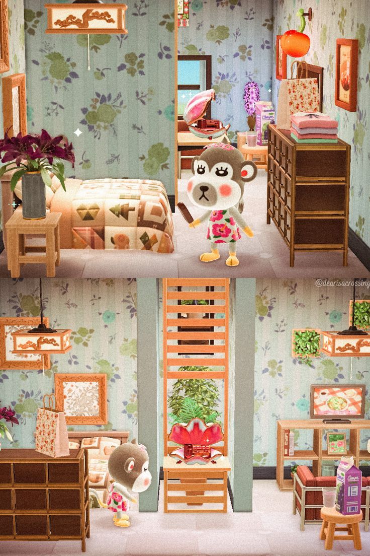 the dollhouse is decorated in two different ways