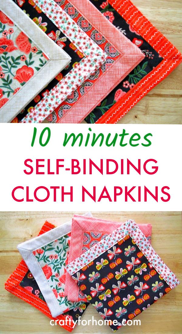 10 minute self - binding cloth napkins with text overlay