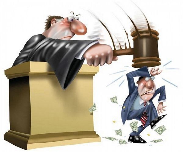 an image of a cartoon character with money coming out of a judge's chair