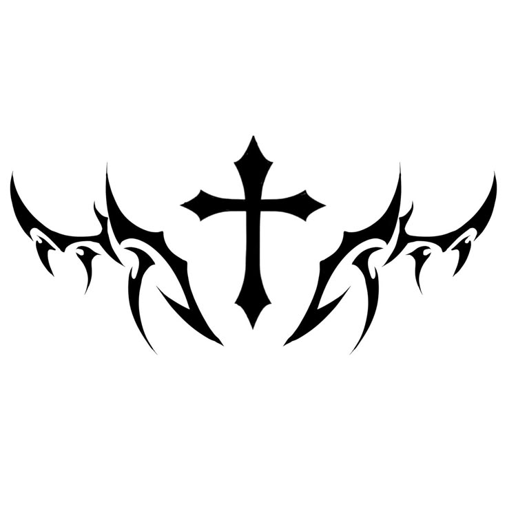 an artistic cross tattoo design on a white background