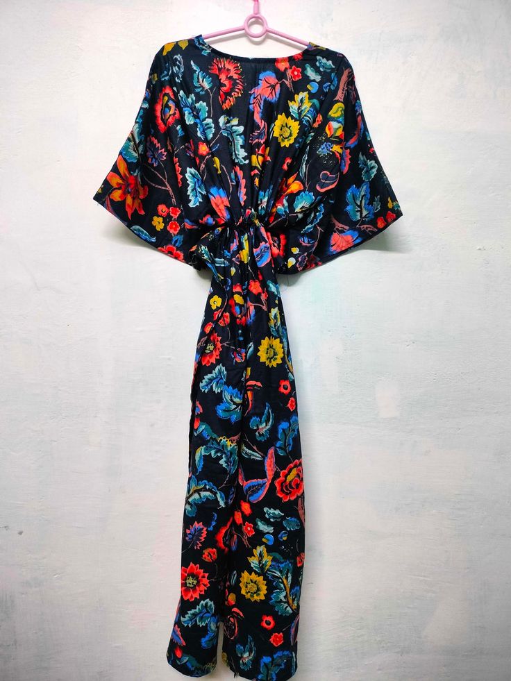 We also take wholesale orders in best wholesale price. For order contact us. "♥ Welcome to Handicraft Tex ♥" Description Item details:-Handmade Material:-Cotton Size One size (plus) US women's letter Product: 1 PC Printed Cotton Kaftan Cotton Kaftan / Kimono made From Hand block Printed Fabric.It is hand printed fabric using natural dyes Measurements or Sizes: (APPROX) Length- 48 Inches Bust-48 inches Size: Free Size Kimono Color: Multi-color as Shown in Image. Note: The color and brightness of Multicolor Wrap Kaftan For Beach, Multicolor Printed Wrap Cover-up, Free Size Multicolor Kimono For Beach, Long Patterned Kimono For The Beach, Beach Cover-up Kaftan With Tie Waist, Beachwear Kaftan With Tie Waist, Beachwear Kaftan With Tie Waist For Beach Cover-up, Summer Beach Kaftan With Tie Waist, Bohemian Tie Waist Swimwear For Beach