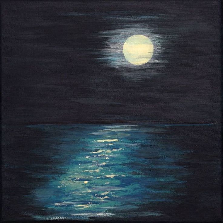 an oil painting of the moon over water