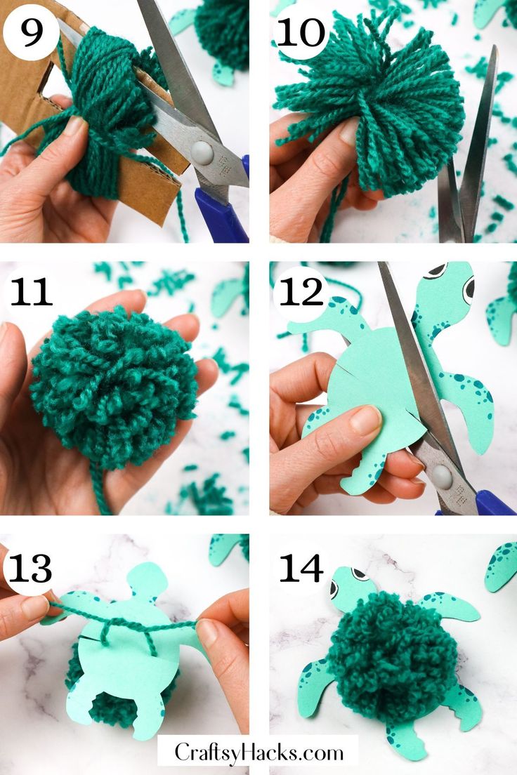 how to make a pom pom turtle out of construction paper - step by step instructions