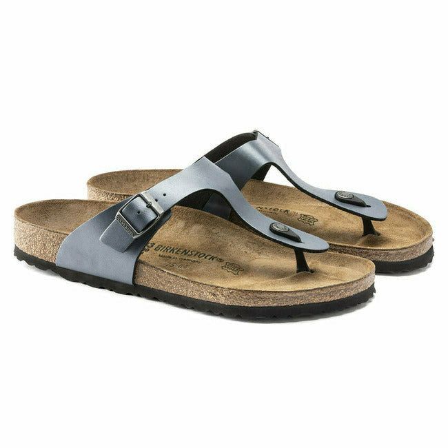 The modern thong sandal from Birkenstock. The Gizeh is an iconic classic with signature support and a refined, minimalist style. Shown in Birko-Flor®. Width: Regular/Wide “Made in Germany” Birko-Flor® – durable, synthetic upper material with leather-like finish and soft backing Contoured cork footbed conforms to the shape of your foot and features pronounced arch support, a deep heel cup, and roomy toe box; lined with suede Lightweight EVA sole for cushioning and shock absorption Avoid extreme h