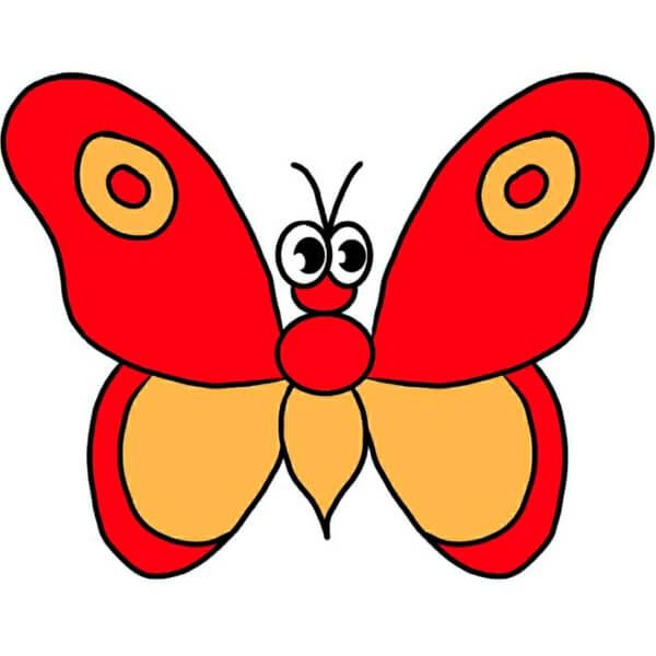 a red and yellow butterfly with big eyes