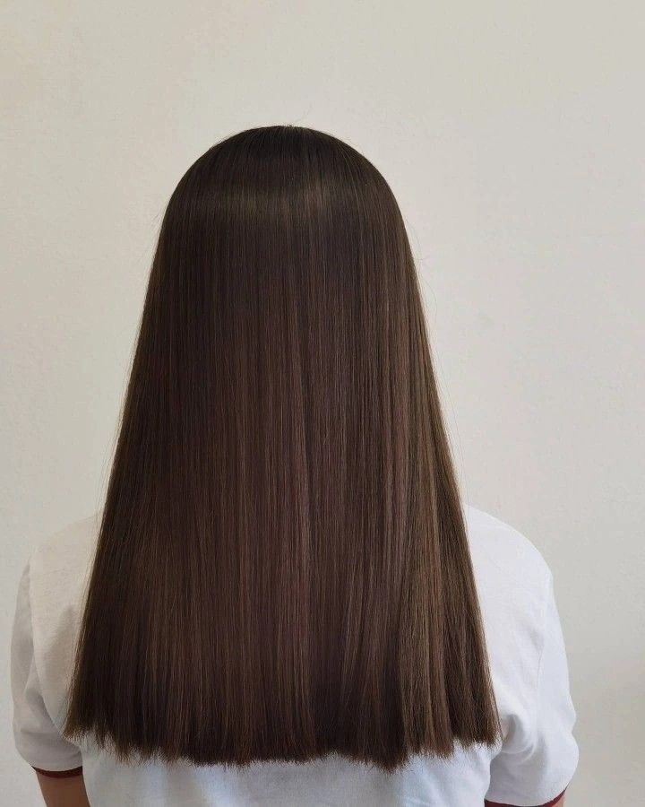 Above The Shoulder Haircuts, Rebonded Hair, Above Shoulder Length Hair, One Length Haircuts, One Length Hair, Olive Hair, Warm Scarves, Long Shiny Hair, Hair Color Chocolate