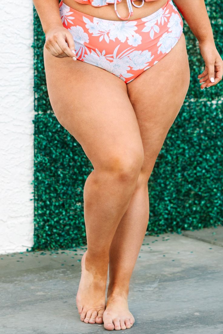 Honey, you'll be ready to conquer the season in this beauty! This swim bottom has a bold orange color with a floral pattern that is perfect for the sitting beachside! Style these bottoms with some cute sandals and the matching top for the ultimate chic look! 82% Nylon, 18% Spandex Beachy Tie-side Bottoms With Floral Print, Beachy Floral Print Tie-side Bottoms, Summer Floral Print Tie-side Bottoms, Floral Print Tie-side Bottoms For Beach, Orange Tie-side Bottoms For Beach, Summer Tropical Print Bottoms For Pool, Coral Beachwear Swimwear, Coral Swimwear For Beach Season, Coral Swimwear For Summer Pool Season