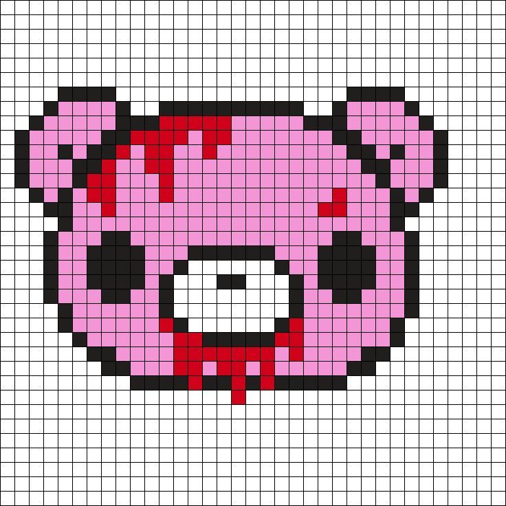 a cross stitch pattern with a pink teddy bear's face