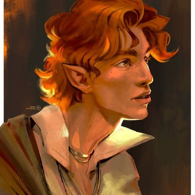 a digital painting of a young man with red hair