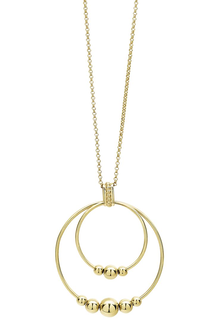 Polished Caviar ball beads bring delightful, bubbly texture to this circular pendant necklace of warm 18-karat gold. Style Name:Lagos Caviar Gold Double Circle Pendant Necklace. Style Number: 5896380. Available in stores. Lagos Jewelry, Diamond Circle Pendant, Pebble Necklace, Gold Circle Necklace, Circle Pendant Necklace, Circle Diamond, Beaded Pendant Necklace, Circle Necklace, Diamond Pendant Necklace